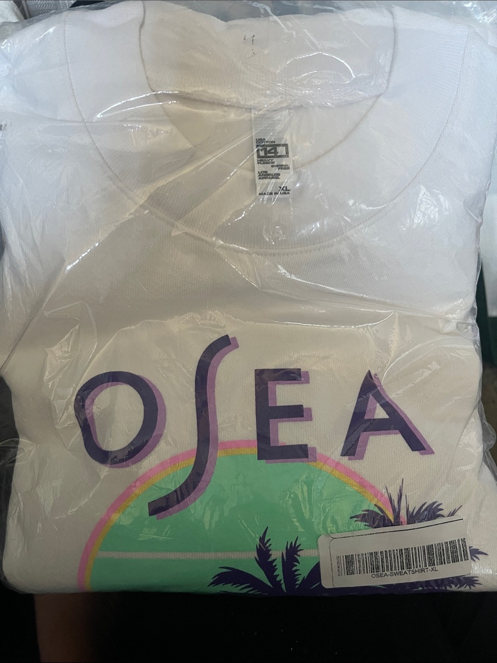 OSEA White Graphic Sweatshirt with Purple Logo